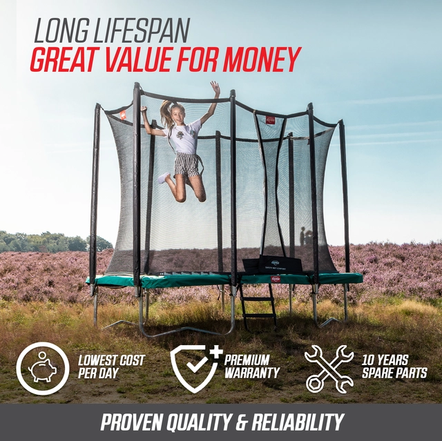 BERG Trampoline Favorit 380 sort Med sikkerhetsnett Comfort 