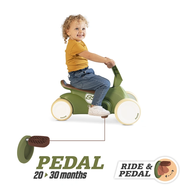 BERG GO² Retro Green gåbil Gåbil med pedaler for 10 til 30 mnd. 
