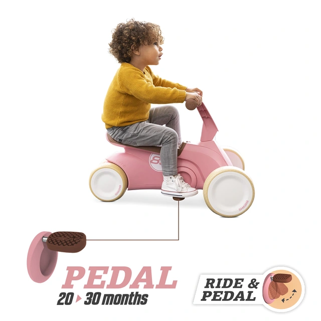BERG GO² Retro Pink gåbil Gåbil med pedaler for 10 til 30 mnd. 