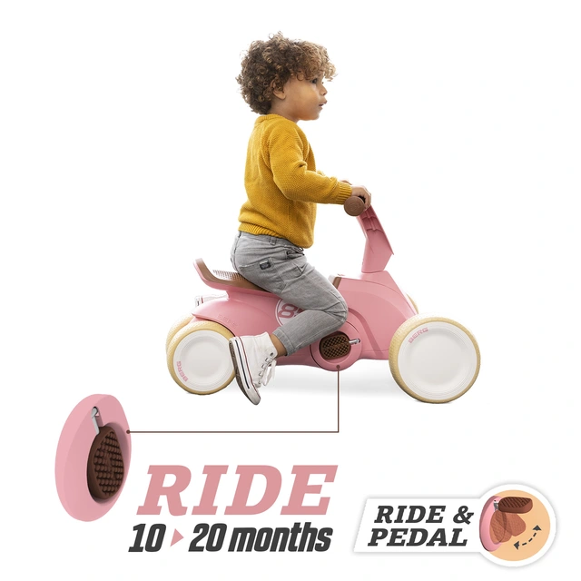 BERG GO² Retro Pink gåbil Gåbil med pedaler for 10 til 30 mnd. 