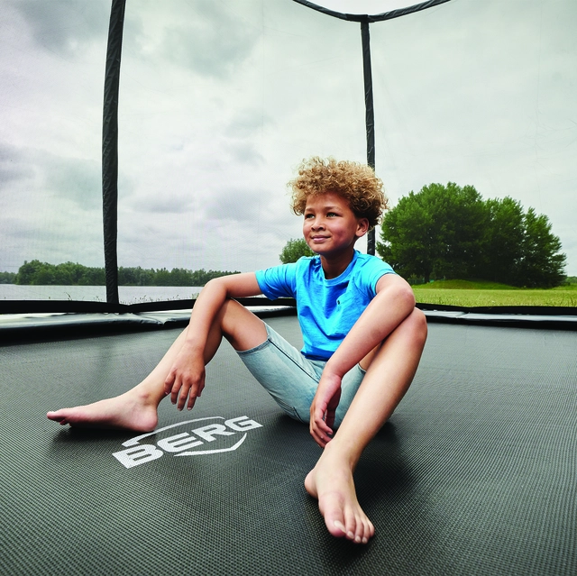 BERG Trampoline Champion 380 grå Med sikkerhetsnett Deluxe 