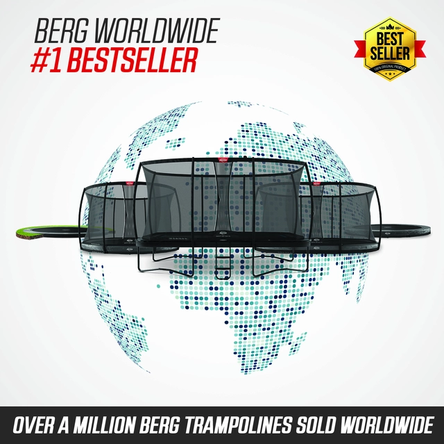 BERG Trampoline Champion 380 grå Med sikkerhetsnett Deluxe 
