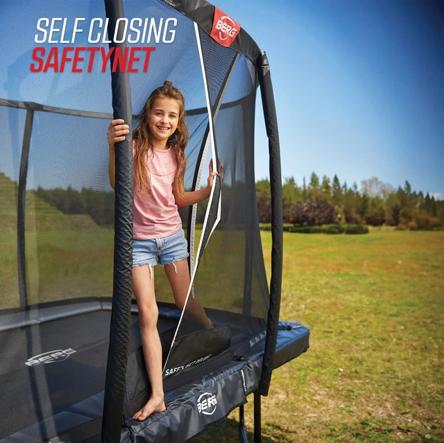 BERG Trampoline Ultim Champion 410 grå Med sikkerhetsnett Deluxe XL 