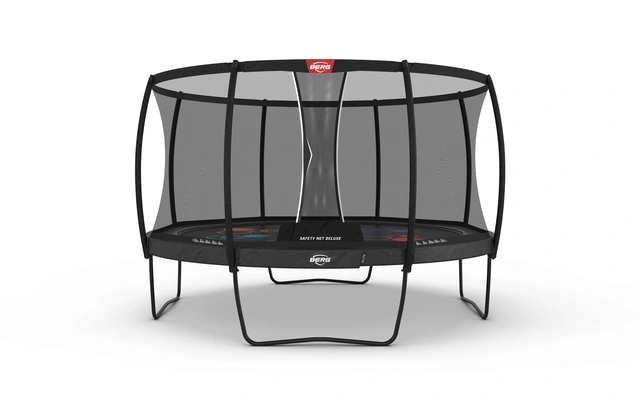 BERG Trampoline Elite 430 grå Levels Med sikkerhetsnett Deluxe 