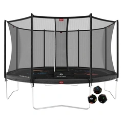 BERG Trampoline Favorit 430 grå Levels Med sikkerhetsnett Comfort