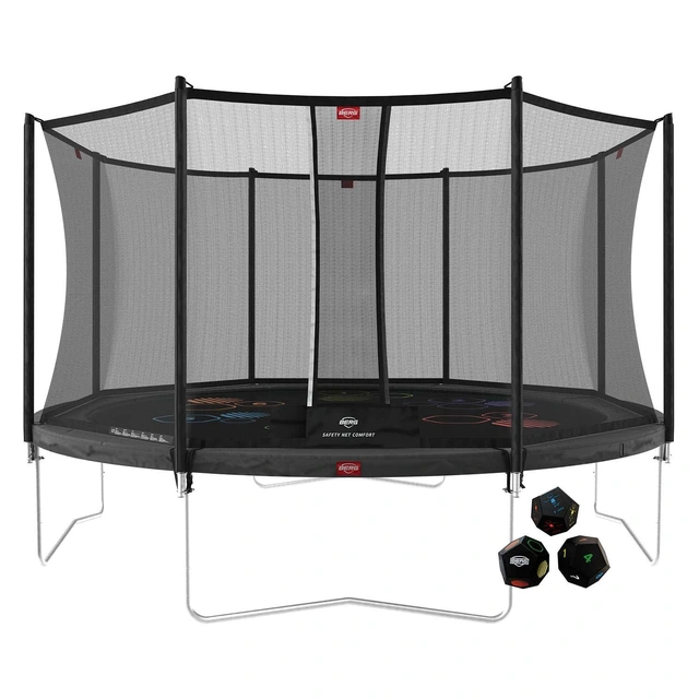 BERG Trampoline Favorit 430 grå Levels Med sikkerhetsnett Comfort 