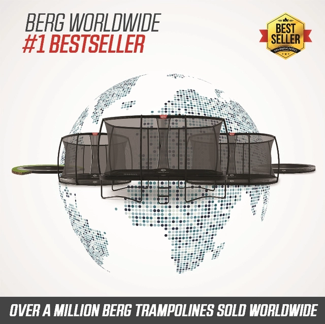 BERG Trampoline Champion 430 grå Levels Med sikkerhetsnett Deluxe XL 